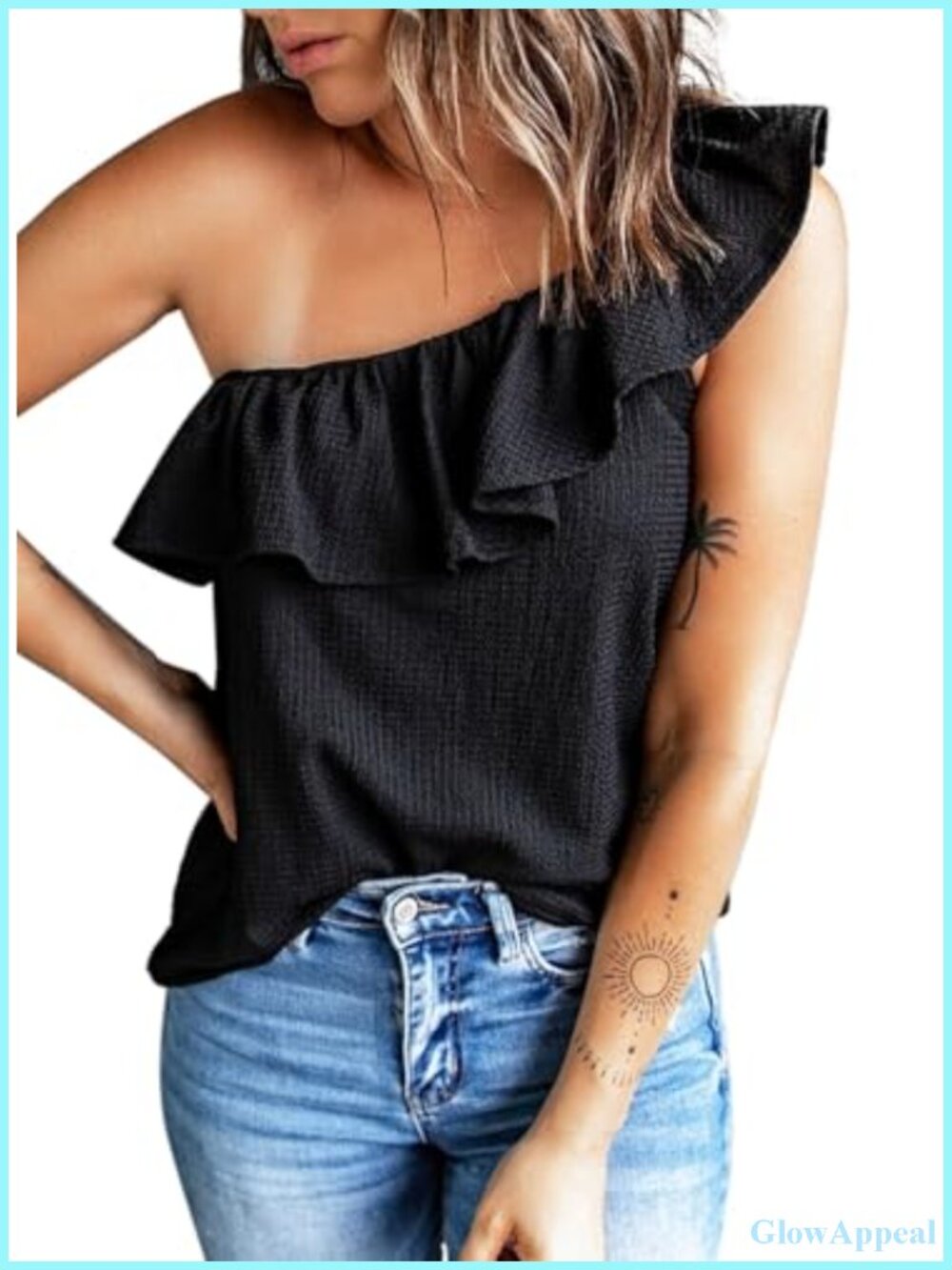 Dokotoo One Shoulder Ruffle Tank Top Women's Loose Sleeveless Summer Blouse